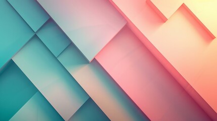 Fototapeta premium Soft pastel gradients with sharp geometric shapes floating subtly for a calming presentation background