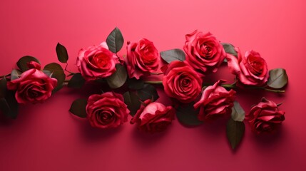 Beautiful pink roses on a pink background