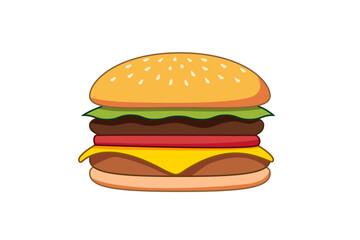 burger colourful vector illustration
