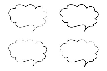 Manga speech bubbles element hand drawn empty speech chat box.