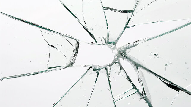 vidro quebrado em fundo branco 