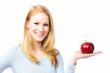 Young Woman Holding an Apple