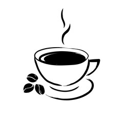 Hand drawn mug of hot drink, coffee, tea, etc. isolated on white background. coffee cup. morning fresh, aromatic drink. vector illustration.