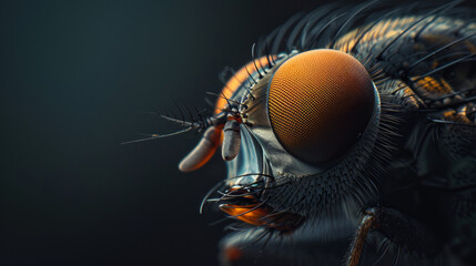 prise de vue macro d'une tête de mouche très détaillée - obrazy, fototapety, plakaty