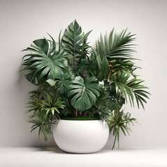 Fototapeta premium Tropical Plants On White Background ai generative