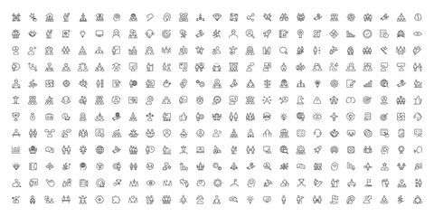 People and teamwork line icons collection. Big icon set in a flat design. Thin outline icons pack
