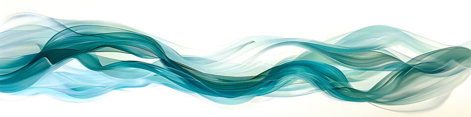Fototapeta premium Delicate lines and curves dance across the canvas, evoking a sense of fluidity. The white backdrop accentuates the soft blues and greens, creating a calming visual experience.