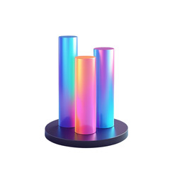 small cylinder 3d holographic shape on Isolated transparent background png. generated with AI