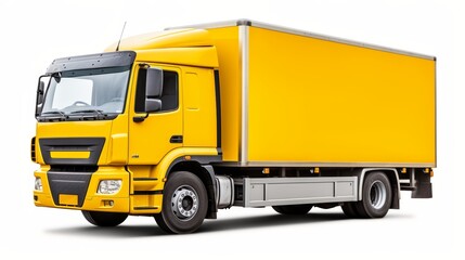 Bright Yellow Freight Truck Ready for Long-Haul Transport and Logistics Operations
