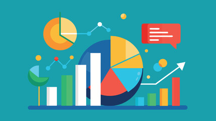 Colorful business growth charts and financial analysis
