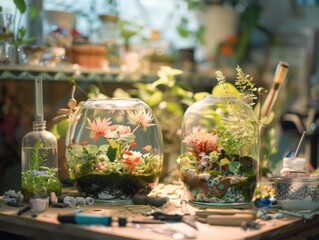 A hands-on terrarium-making session unfolds, where crafters curate miniature underwater worlds, blending artistry with aquatecture