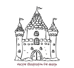 vector sketch of European medieval castle