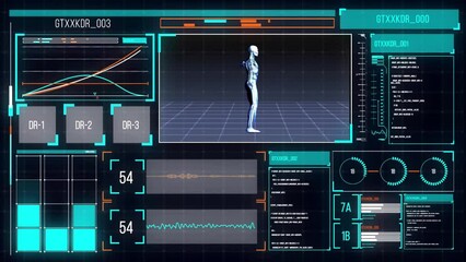 Animation of human skeleton and digital data processing over screens - Powered by Adobe