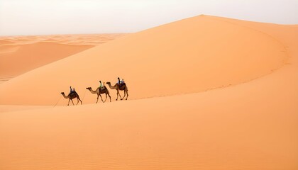 Fototapeta na wymiar A Camel Trekking Across A Desert Dune Upscaled 6