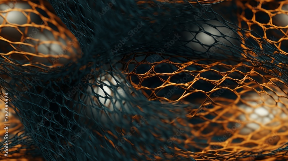 Poster Generative AI Tangled and woven texture of fishing net.