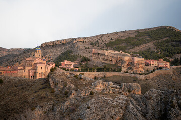 Fototapeta na wymiar Albarracín, in Teruel, Spain, as the most beautiful town in the whole country, with its historic walls, cathedral and panoramic views.