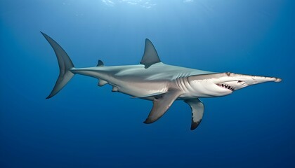 A Hammerhead Shark With Its Distinctive Hammer Sha Upscaled 4 - obrazy, fototapety, plakaty