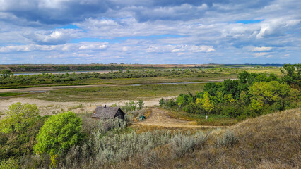 South Saskatchewan River Valley with an Old, Abandoned House