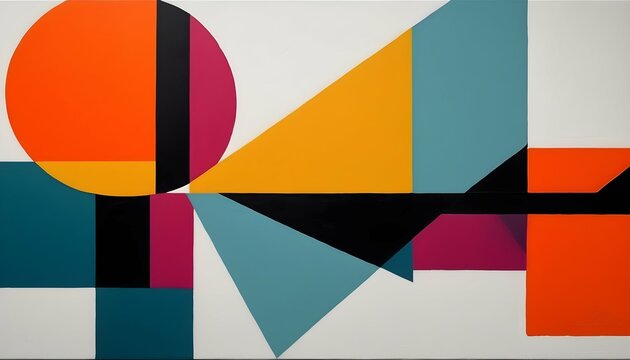 Bold Graphic Painting With Geometric Shapes And V Upscaled 2