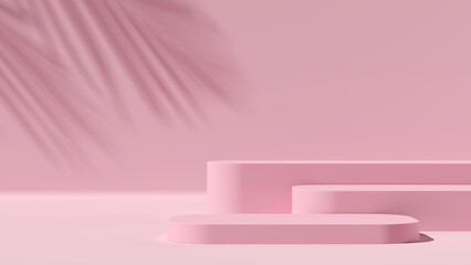 Abstract pink background, mock up scene geometry shape podium for product display. 3D rendering