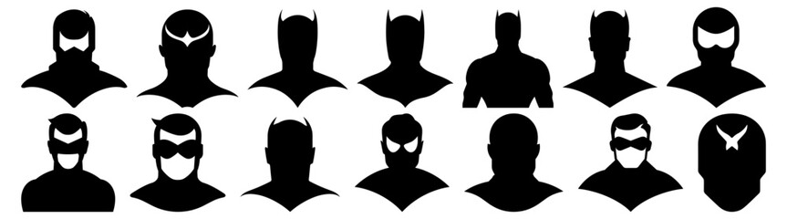 Super hero silhouette set vector design big pack of illustration and icon