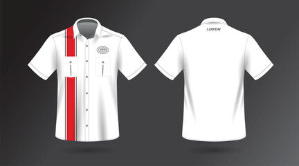 modern short sleeve shirt design for work . front and back view, Vector File