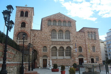 Obraz premium View of St. Dimitri Church and its garden from different angles. Thessaloniki Greece