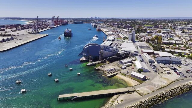 Aerial Drone View of the Fremantle Port, Western Australia, Australia