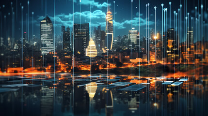 Smart city and connection abstract polygon pattern with speed line light, big data connection technology concept