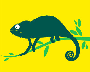 Chameleon silhouettes icon. Animal. Vector