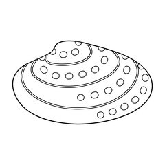 Seashell vector illustration. Black and white outline Seashell Coloring page for kids and adults. Page for relaxation and meditation. Vector illustration