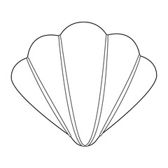 Seashell vector illustration. Black and white outline Seashell Coloring page for kids and adults. Page for relaxation and meditation. Vector illustration