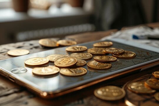 A digital pad where drawings become real currency concept of creative abundance