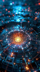 Fototapeta premium Blockchain innovation through quantum computing AI
