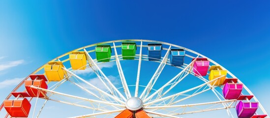 Obraz premium Colorful ferris wheel facing the sky.