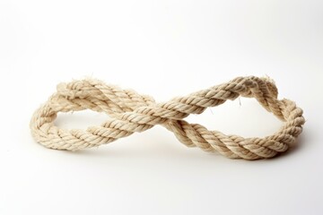 Obraz premium Unexpected Rupture of cotton rope on white banner. Frame texture thread line grunge. Generate Ai