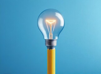 Pencil in light bulb. Education creative concept. 3D Rendering Illustration Design.