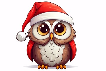 a cartoon of an owl wearing a santa hat
