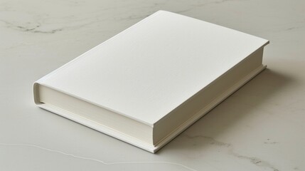 Closed Blank White Book Lying on a Smooth Marble Surface