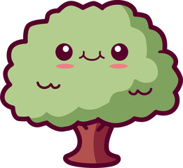 cute tree with cartoon face