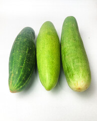 Cucumber on white background. Fresh vegetables