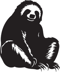 Sloth Silhouette Vector Illustration White Background
