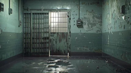 Fotobehang The door of a prison or detention center. Background © Emil
