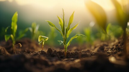 Generative AI Timelapse series showcasing the growth stages of corn, from planting the seeds to the lush, tall stalks ready for harvesting. - obrazy, fototapety, plakaty