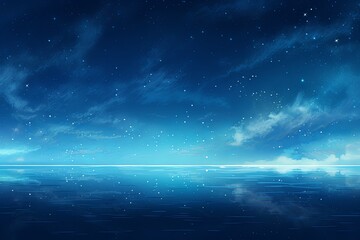 A black sky azure background light water and stars