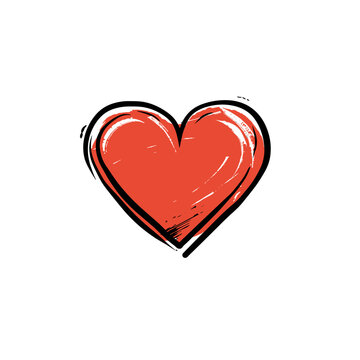 Vector illustration love red heart on white background