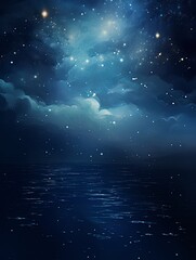 A black sky black background light water and stars