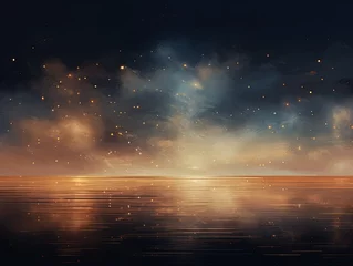 Wandaufkleber A black sky brown background light water and stars © Zickert