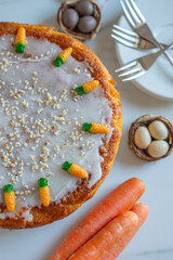 Easter carrot cake, american carrot cake decorated fondant carrots - 762410308