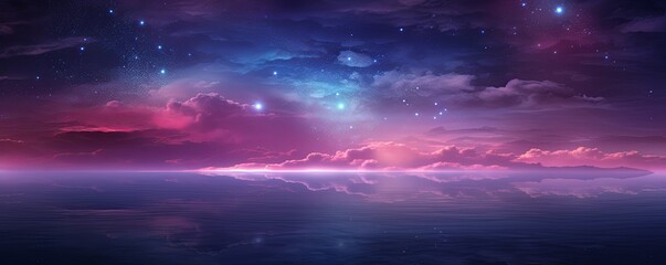 A black sky burgundy background light water and stars